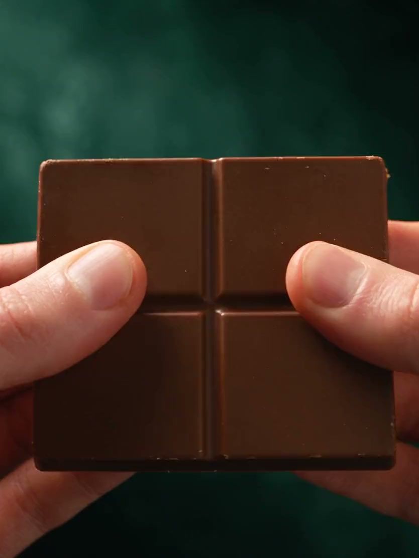Tableta Estilo Dubái de chocolate con leche, entre dos dedos